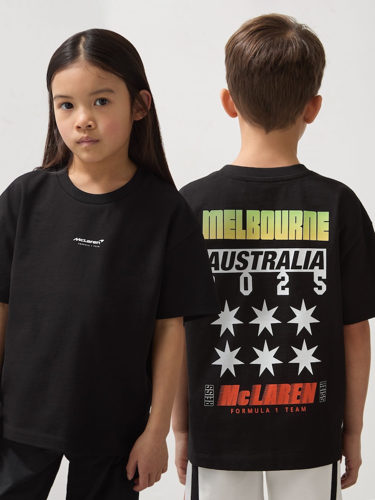 Reiss Black Melbourne Unisex Fit McLaren F1 Team Melbourne T-Shirt - Image 1 of 8