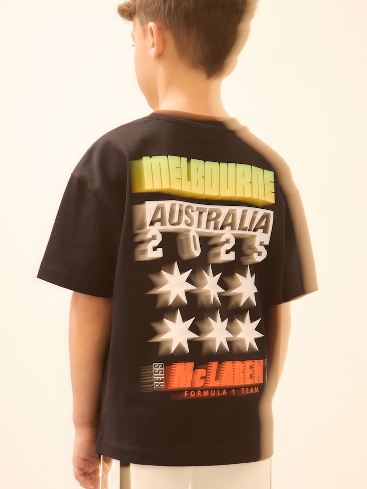 Reiss Black Melbourne Unisex Fit McLaren F1 Team Melbourne T-Shirt - Image 5 of 8