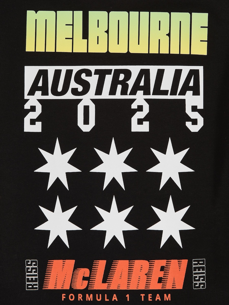 Reiss Black Melbourne Unisex Fit McLaren F1 Team Melbourne T-Shirt - Image 6 of 8