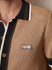 Reiss Camel Crusoe Reiss | Ché Crochet Tipped Shirt - Image 5 of 11