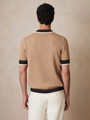Reiss Camel Crusoe Reiss | Ché Crochet Tipped Shirt - Image 6 of 11