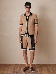 Reiss Camel Crusoe Reiss | Ché Crochet Tipped Shirt - Image 7 of 11