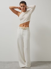 Reiss White Flow McLaren F1 Team One-Sleeve Crop Top - Image 1 of 7