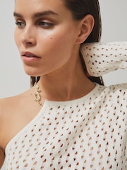 Reiss White Flow McLaren F1 Team One-Sleeve Crop Top - Image 3 of 7