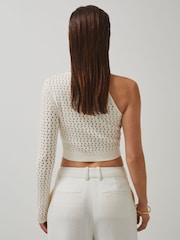 Reiss White Flow McLaren F1 Team One-Sleeve Crop Top - Image 4 of 7