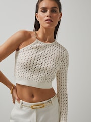 Reiss White Flow McLaren F1 Team One-Sleeve Crop Top - Image 5 of 7