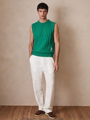 Reiss Bright Green Santo Ché Pointelle Crew-Neck Vest - Image 3 of 8