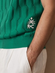 Reiss Bright Green Santo Ché Pointelle Crew-Neck Vest - Image 4 of 8