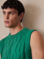 Reiss Bright Green Santo Ché Pointelle Crew-Neck Vest - Image 5 of 8