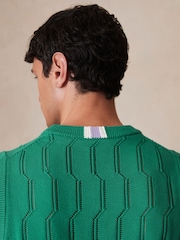 Reiss Bright Green Santo Ché Pointelle Crew-Neck Vest - Image 6 of 8