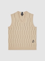 Reiss Stone Thiego Reiss | Ché Pointelle V-Neck Vest - Image 2 of 8