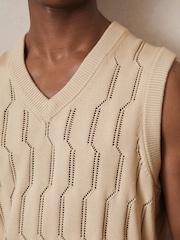 Reiss Stone Thiego Reiss | Ché Pointelle V-Neck Vest - Image 5 of 8
