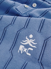 Reiss Blue Oasis Reiss | Ché Cotton Pointelle Polo Shirt - Image 7 of 7