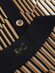 Reiss Navy/Camel Andre Reiss | Ché Stripe-Intarsia Shirt - Image 6 of 6