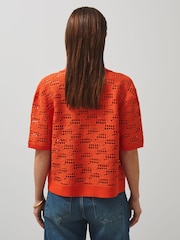 Reiss Papaya Fleur McLaren F1 Team Speedmark Crochet Shirt - Image 5 of 6
