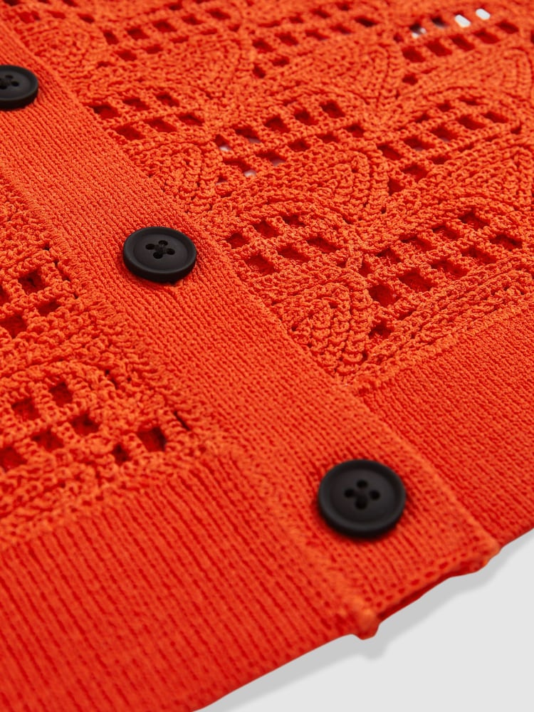 Reiss Papaya Fleur McLaren F1 Team Speedmark Crochet Shirt - Image 6 of 6