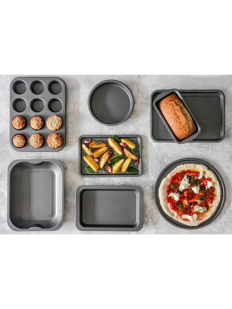 Kitchencraft Set of 8 Silver Steel Non-Stick Bakeware - Image 2 of 6