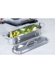 Kitchencraft Silver Small Stainless Steel Fish Poacher Pan - Image 1 of 4