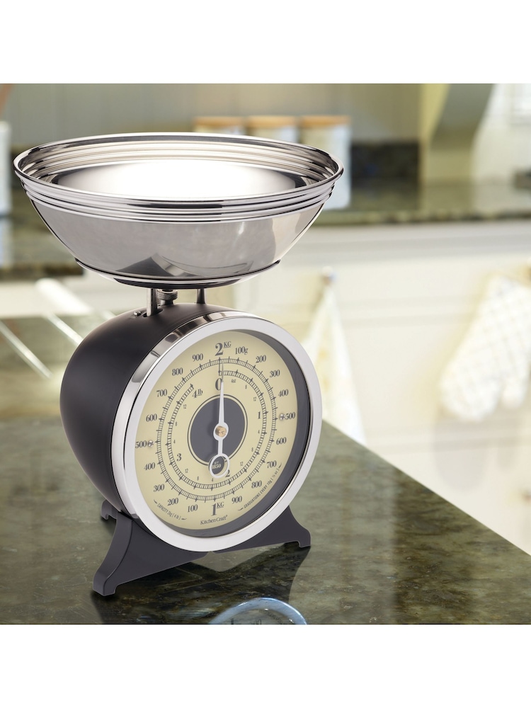 Kitchencraft Black Vintage Style Mechanical Kitchen Scale with Bowl - Image 1 of 3