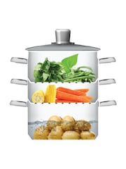 Kitchencraft Silver Stainless Steel Three Tier Compact Steamer - Image 1 of 6