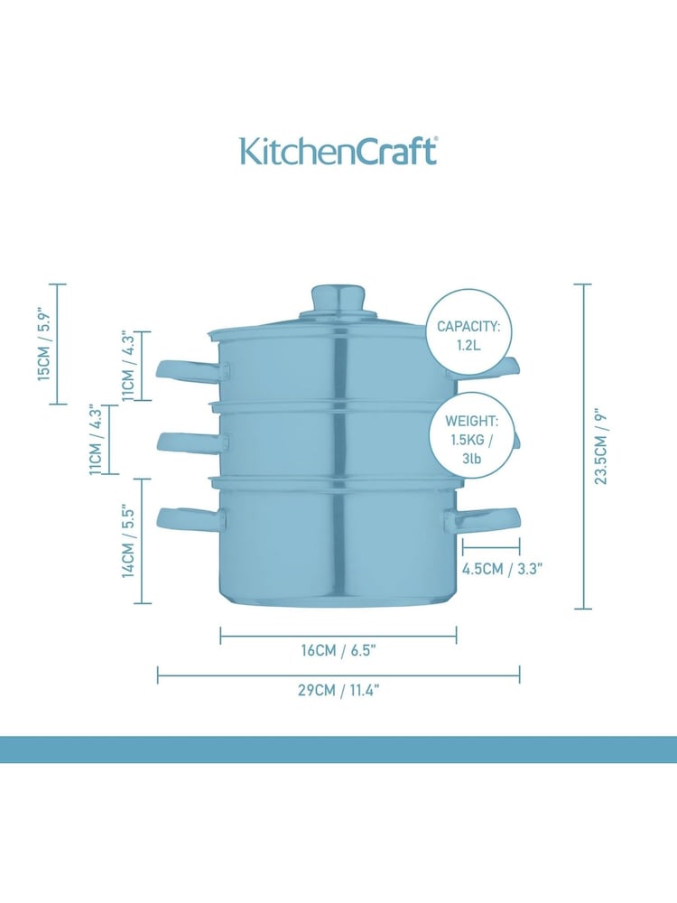 Kitchencraft Silver Stainless Steel Three Tier Compact Steamer - Image 4 of 6