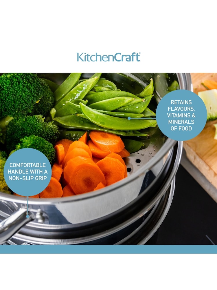 Kitchencraft Silver Stainless Steel Three Tier Compact Steamer - Image 5 of 6