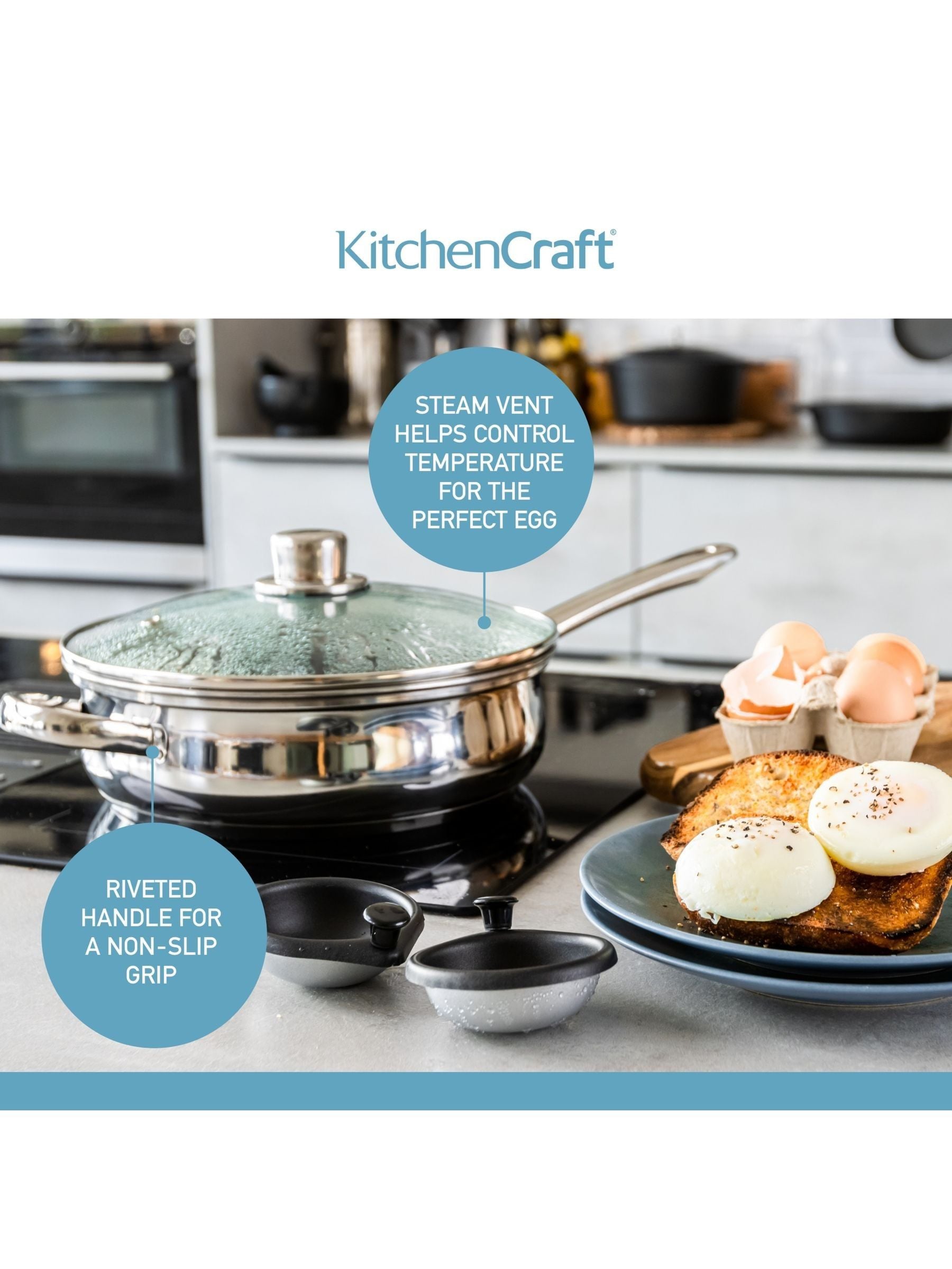 Buy Kitchencraft Silver Non Stick Stainless Steel 6 Egg Poacher