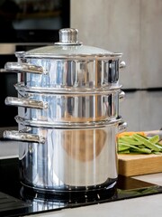 Kitchencraft Silver Stainless Steel Three Tier Steamer - Image 1 of 6