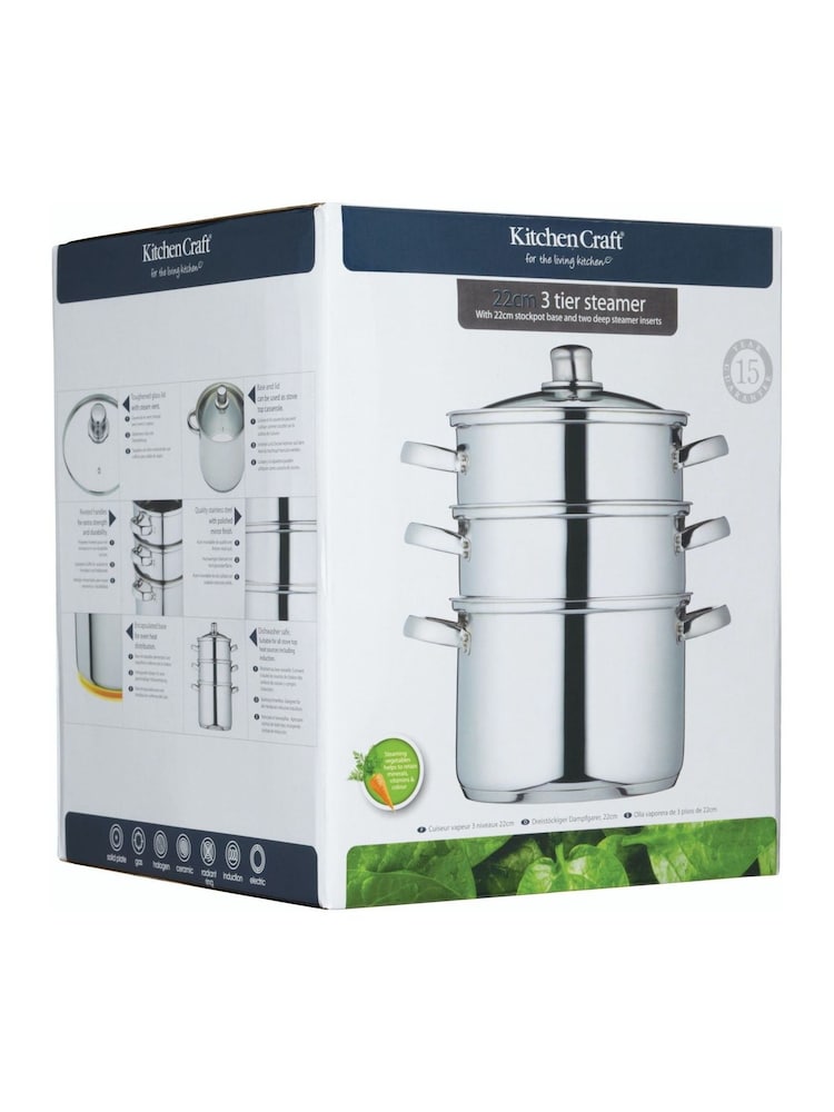 Kitchencraft Silver Stainless Steel Three Tier Steamer - Image 6 of 6