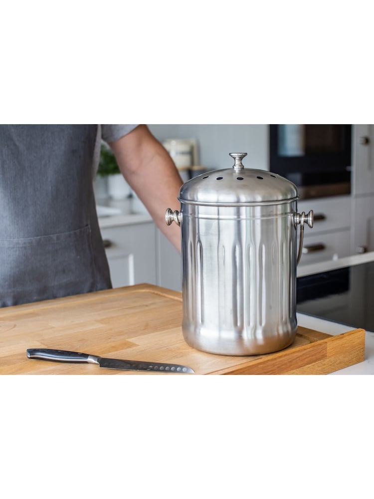 Kitchencraft Silver Stainless Steel Small Kitchen Compost Bin - Image 1 of 6