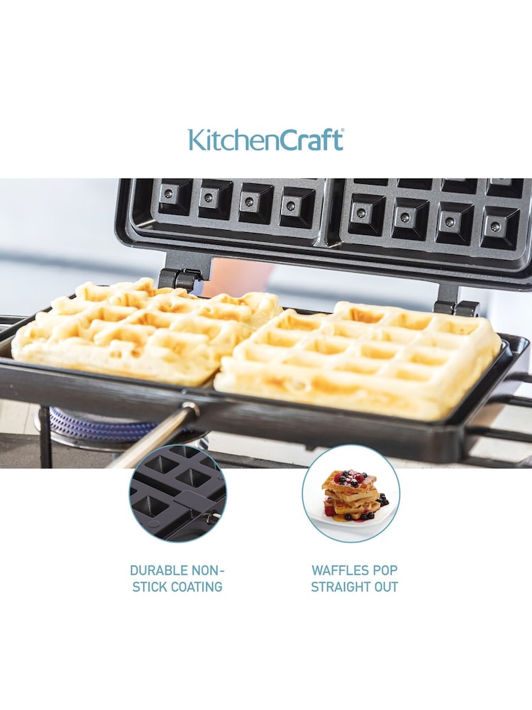 Kitchencraft Assorted Non Stick Metal Double Stovetop Waffle Maker - Image 2 of 6