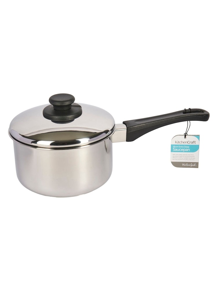 Kitchencraft Silver Extra-Deep Medium Induction Hob Saucepan with Lid - Image 3 of 5
