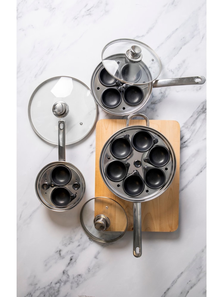 Kitchencraft Silver Non-Stick Stainless Steel 2 Egg Poacher Pan - Image 1 of 5