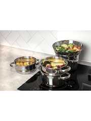 Kitchencraft Silver Stainless Steel Three Tier Steamer Durable - Image 1 of 4