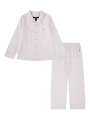 Polo Ralph Lauren Pink 100% Cotton Long Sleeve Pyjamas Top and Bottoms Set - Image 1 of 4