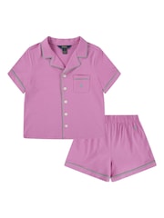 Polo Ralph Lauren Pink 100% Cotton Floral T-Shirt and Shorts Pyjamas Set - Image 1 of 5