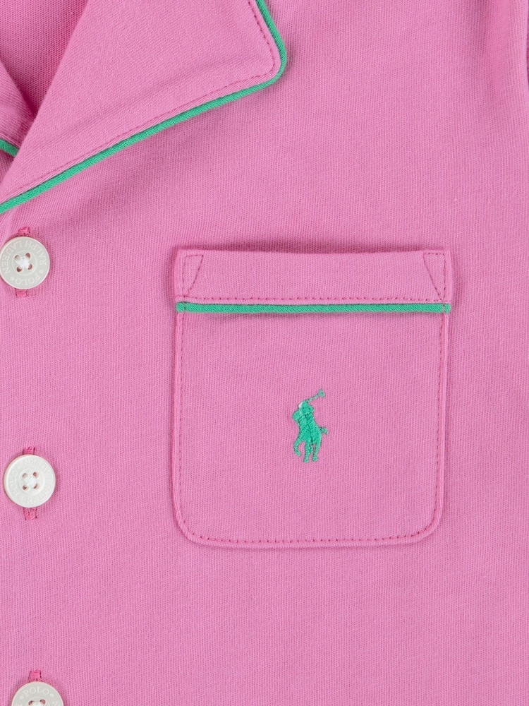 Polo Ralph Lauren Pink 100% Cotton Floral T-Shirt and Shorts Pyjamas Set - Image 5 of 5