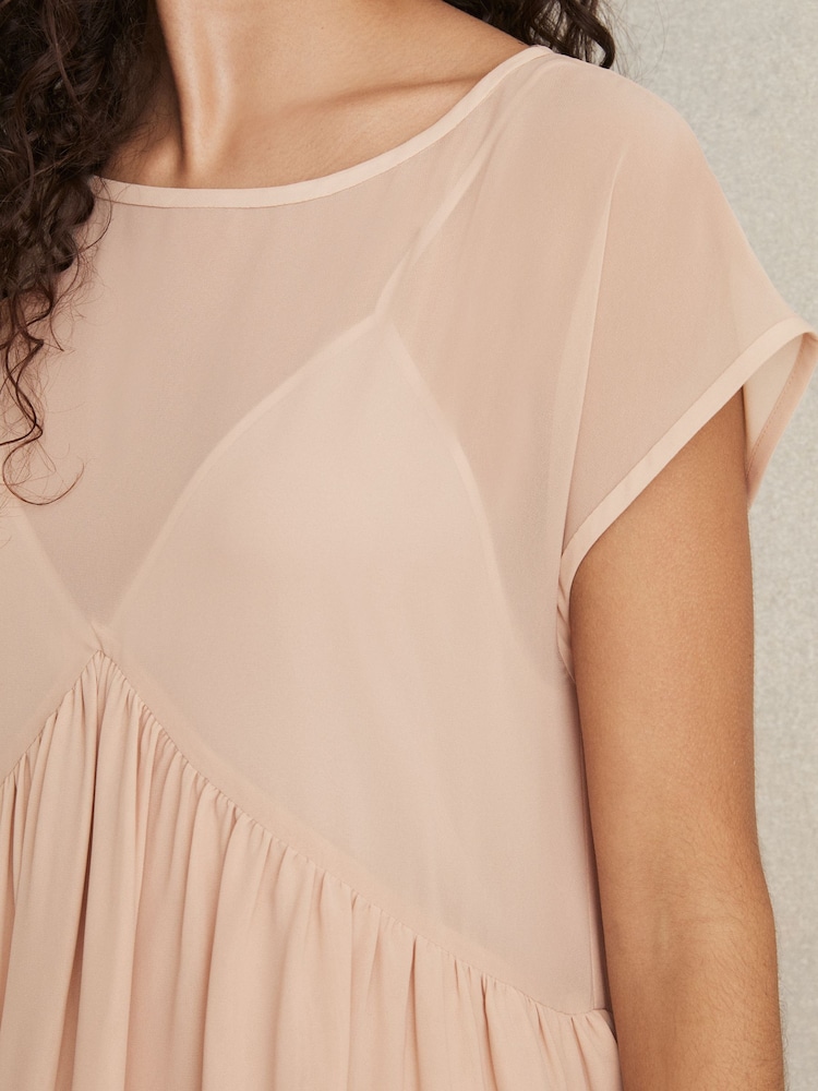 Reiss Pale Pink Minerva Tiered Mini Dress - Image 3 of 5