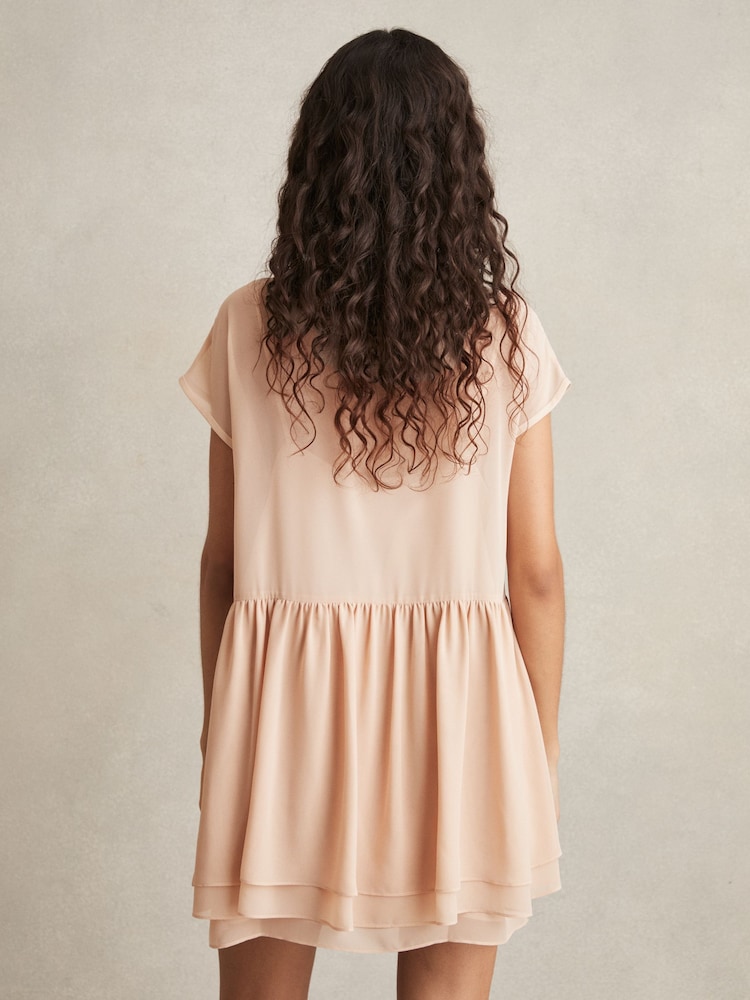 Reiss Pale Pink Minerva Tiered Mini Dress - Image 4 of 5