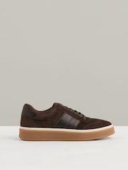 Reiss Chocolate Lizzie Suede Low-Top Trainers - Image 1 of 5
