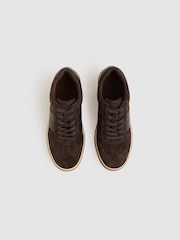 Reiss Chocolate Lizzie Suede Low-Top Trainers - Image 3 of 5