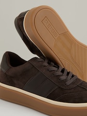 Reiss Chocolate Lizzie Suede Low-Top Trainers - Image 5 of 5