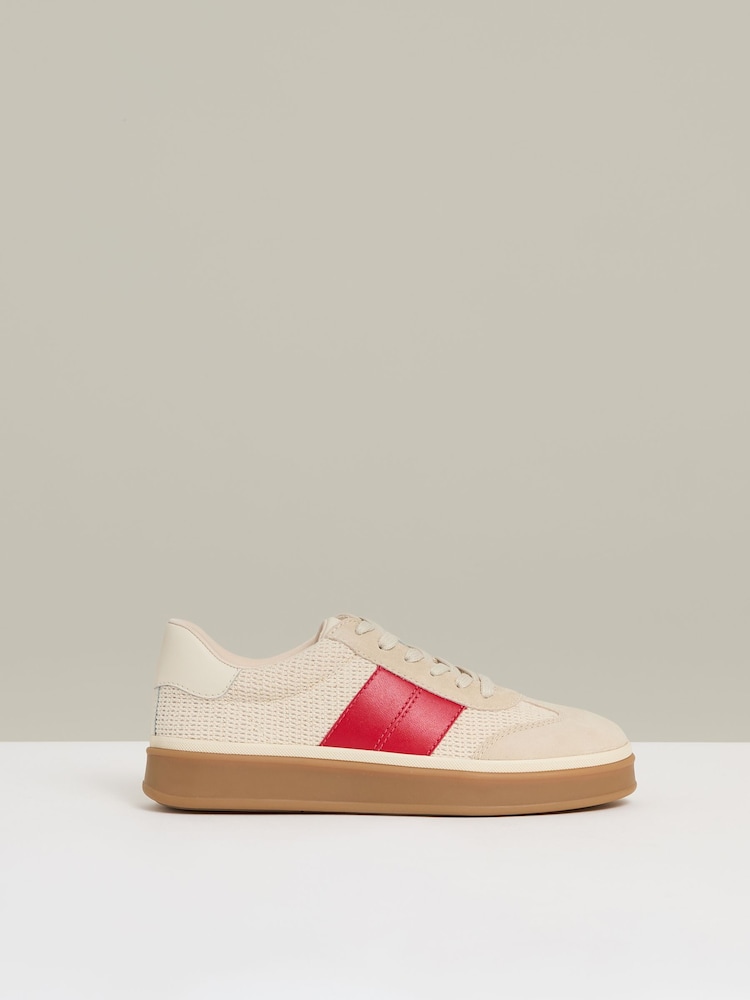 Reiss Neutral Lizzie Woven Low-Top Trainers - Image 1 of 5