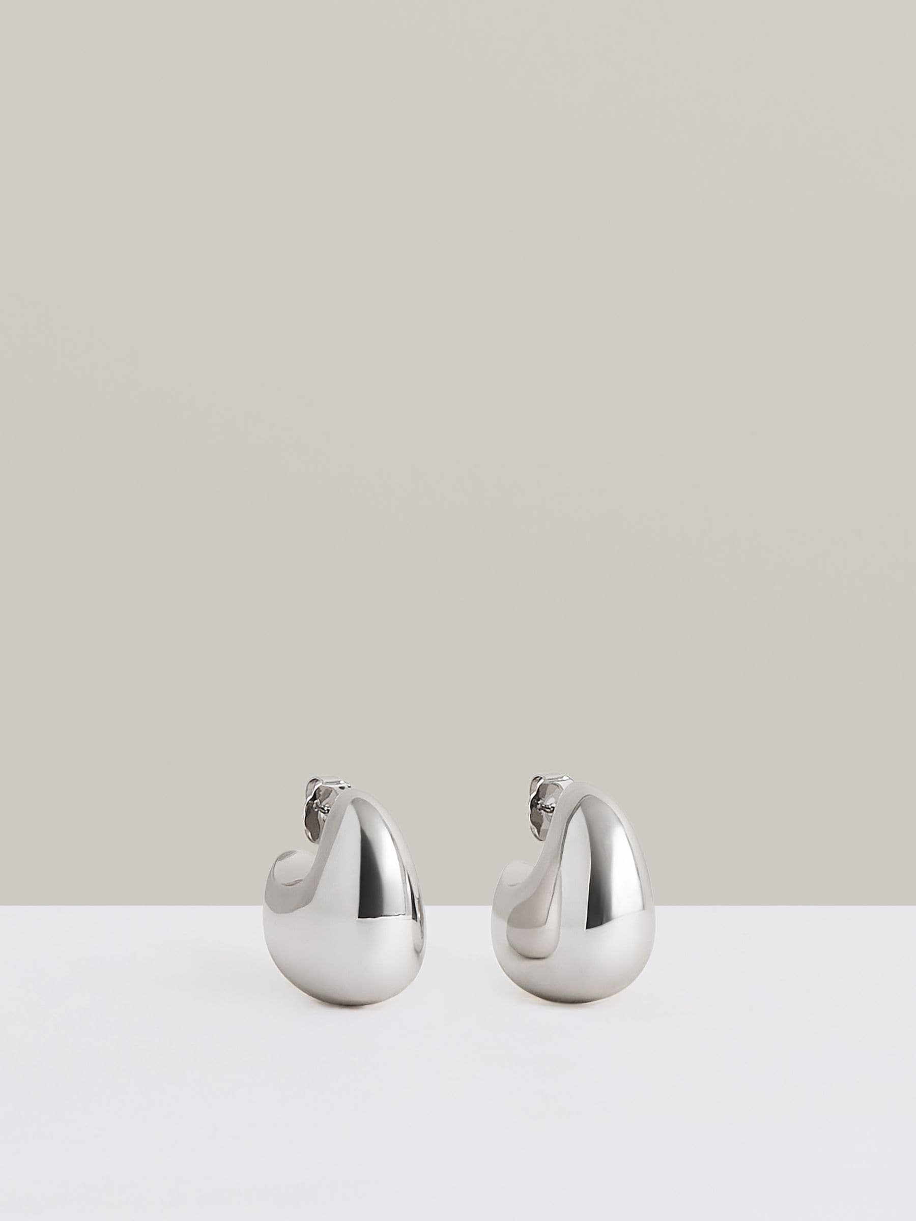 Reiss Silver Tone Curve Scoop Earrings In Silver