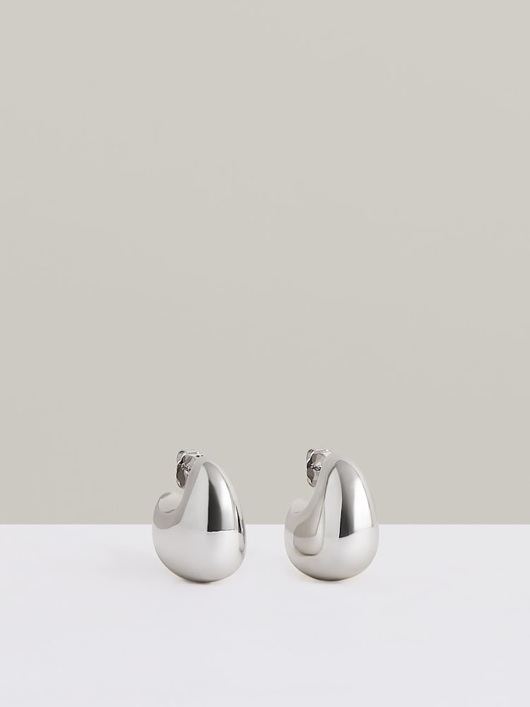 Reiss Silver Tone Calla Curve Scoop Earrings - Image 1 of 4
