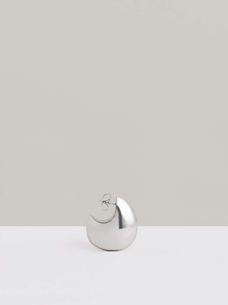Reiss Silver Tone Calla Curve Scoop Earrings - Image 4 of 4