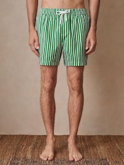Reiss Green/White Corva Reiss | Ché Stripe Swim Shorts - Image 3 of 7