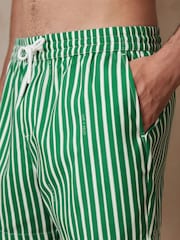 Reiss Green/White Corva Reiss | Ché Stripe Swim Shorts - Image 4 of 7