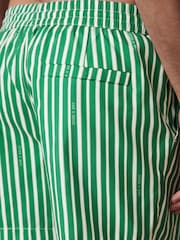 Reiss Green/White Corva Reiss | Ché Stripe Swim Shorts - Image 5 of 7