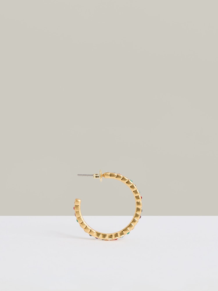 Reiss Gold Tone Sade Crystal Hoop Earrings - Image 4 of 4